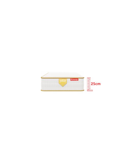 Matelas HGOLD 25cm ressorts ensachés blanc doré - 90x200cm