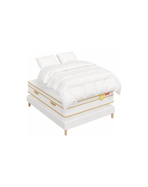 Packung HGOLD Matratze 30 cm 160 x 200 cm + 1 Lattenrost 160 x 200 cm +2 Kissen 60 x 40 cm + 1 Bettdecke 240 x 220 cm weiß