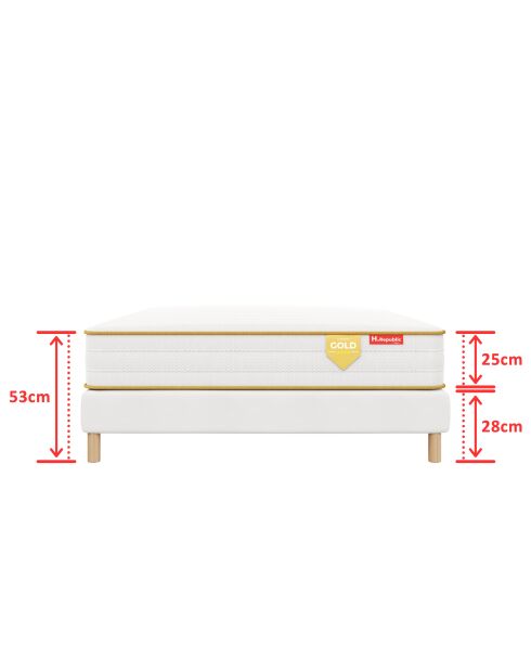 Pack Matelas HGOLD 25cm + sommier blanc - 140x200cm