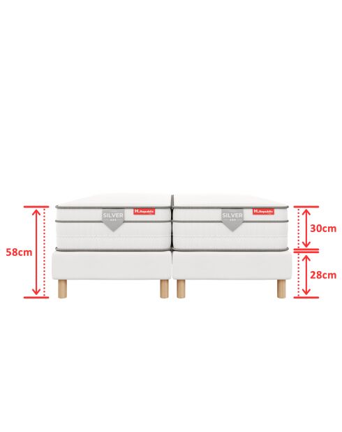 Set van 2 HSILVER matrassen van 30 cm + 2 witte bedbodems - 90x200cm