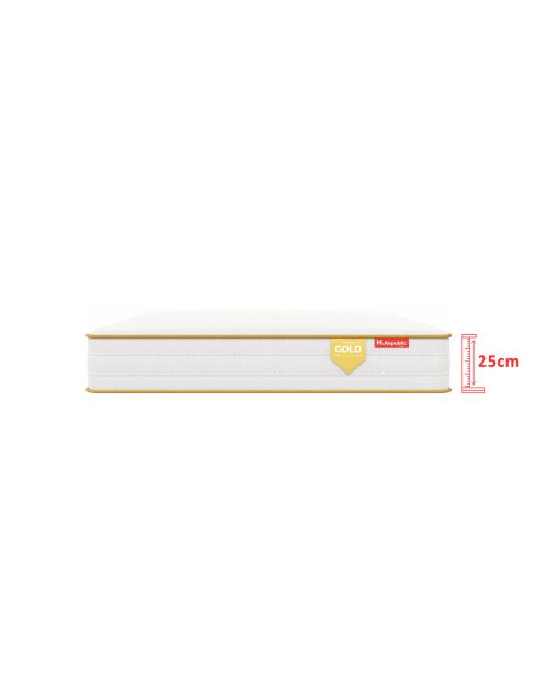 Matelas HGOLD 25cm ressorts ensachés blanc doré - 200x200cm