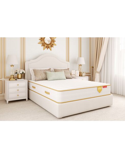 Matelas HGOLD 25cm ressorts ensachés blanc doré - 200x200cm