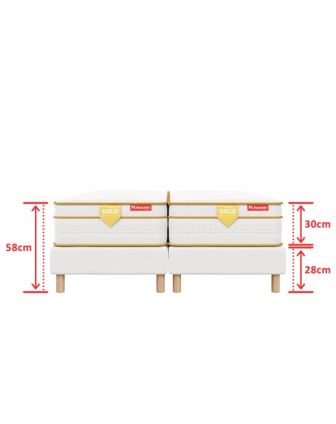 Set van 2 HGOLD matrassen van 30 cm + 2 witte bedbodems - 90x200cm