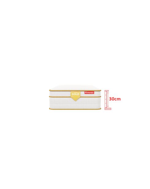 Matelas HGOLD 30cm micro ressorts ensachés et mousse mémoire de forme HD blanc doré - 80x200cm
