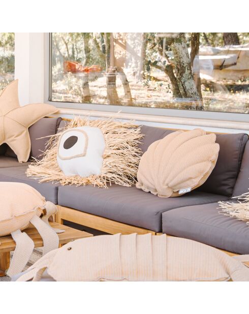 Raphia RS3 Muschelkissen, 70 x 55 x 15 cm, beige