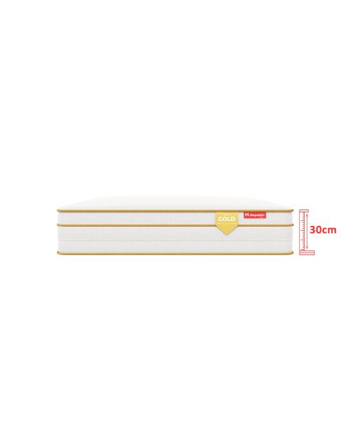 Matelas HGOLD 30cm micro ressorts ensachés et mousse mémoire de forme HD blanc doré - 200x200cm