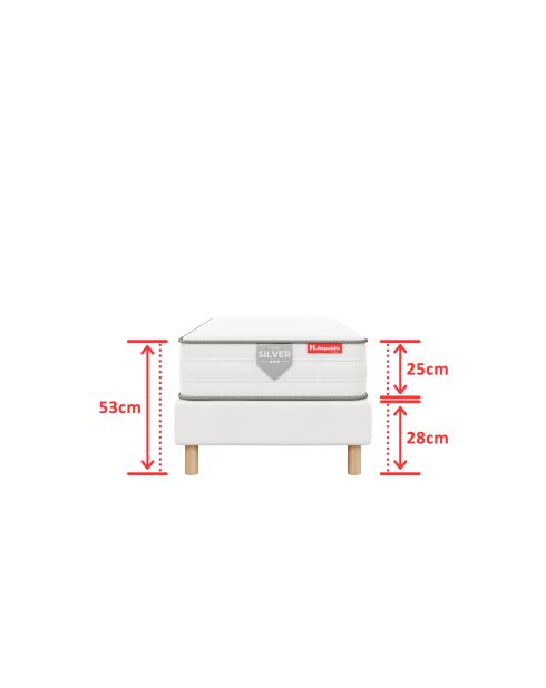 Packung HSILVER 25 cm Matratze mit weißem Untergestell — 90 x 190 cm