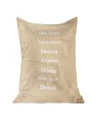 XL rechthoekige geborduurde zitzak in beige raffia met borduursel - 160x130cm