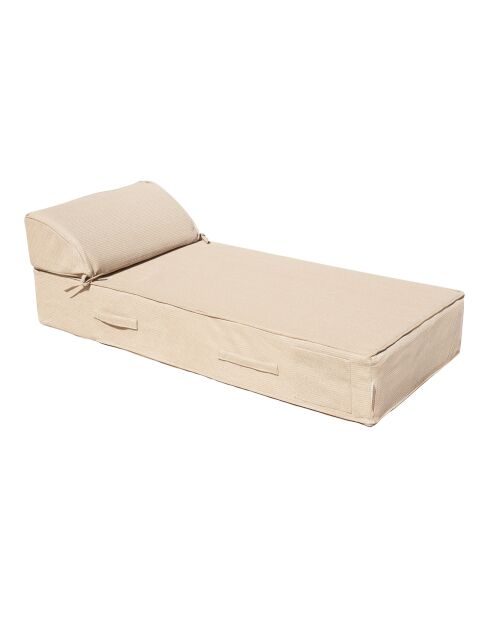 Eenpersoonsbed met hoofdsteun raffia B1 beige - 80x180x26cm