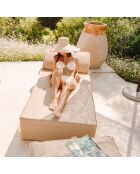 Eenpersoonsbed met hoofdsteun raffia B1 beige - 80x180x26cm