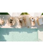 Eenpersoonsbed met hoofdsteun raffia B1 beige - 80x180x26cm