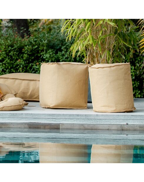 Raphia R06 beiger runder Hocker - 45x45x45cm