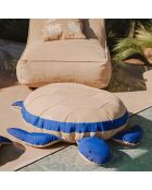 Sitzpuff XL Schildkröte Raphia und Blau C7 beige und blau - 135x100x35