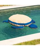 Sitzpuff XL Schildkröte Raphia und Blau C7 beige und blau - 135x100x35