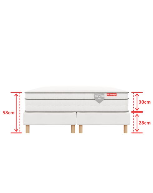 Set HSILVER Matratze, 30 cm, +2 weiße Lattenroste, 160 x 200 cm