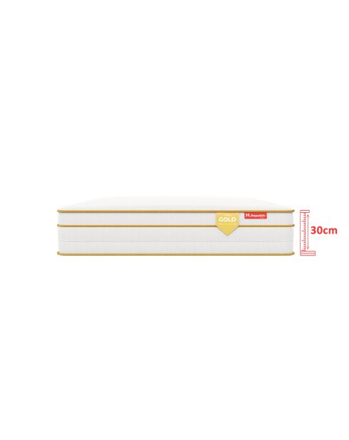 Matelas HGOLD 30cm micro ressorts ensachés et mousse mémoire de forme HD blanc doré - 160x200cm