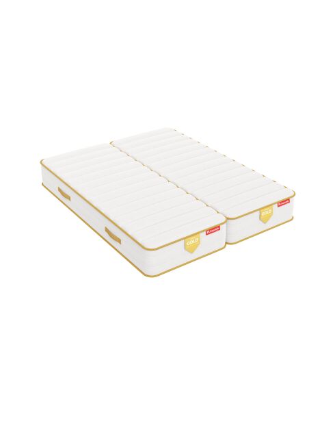 Set van 2 HGOLD TWINS-matrassen van 25 cm koppelbare goudwitte pocketveren - 90x200cm
