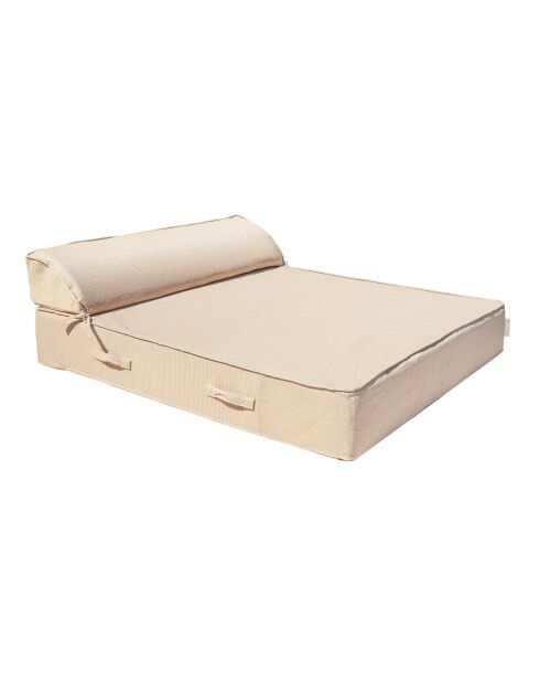 2-zitsbed met beige raffia B2 hoofdsteun - 160x180x26cm