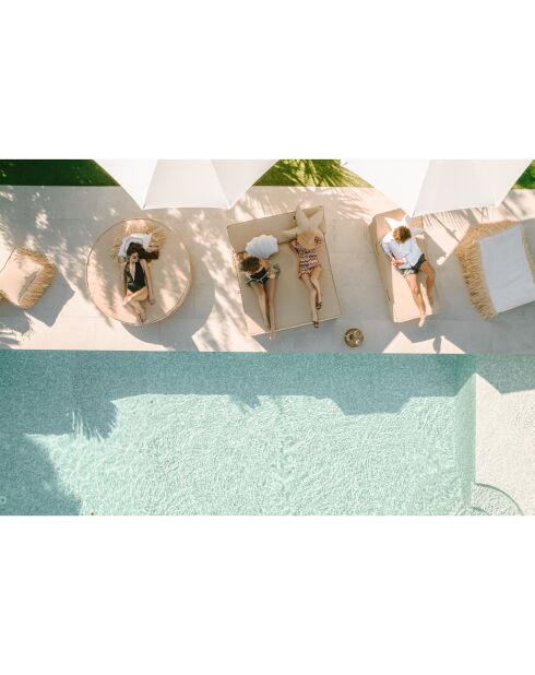 2-zitsbed met beige raffia B2 hoofdsteun - 160x180x26cm