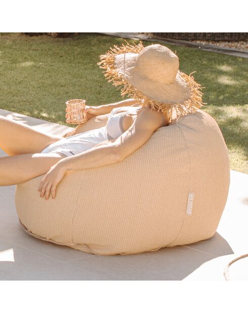 XL Raphia PXLR Fußbank, beige, 90 x 90 x 40 cm