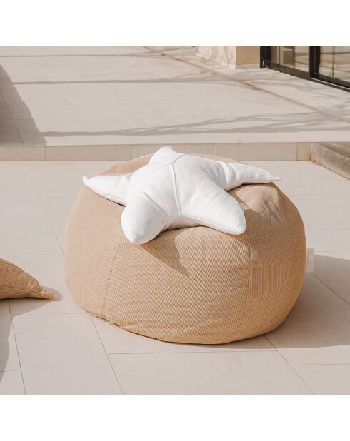 XL Raphia PXLR Fußbank, beige, 90 x 90 x 40 cm