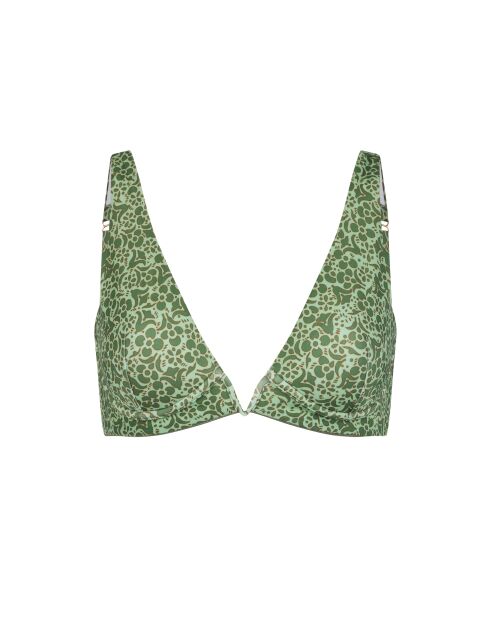 Top da bagno verde con scollo a V