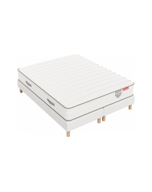 Pack Matelas HSILVER 25cm + sommier blanc - 180x200cm