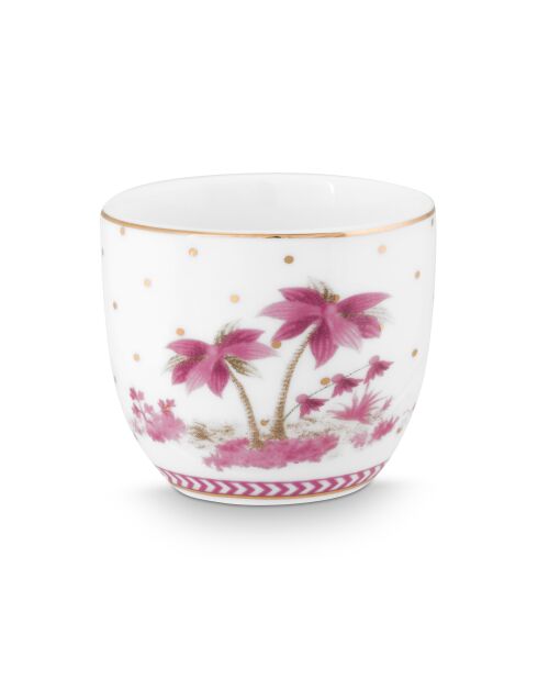 Mooi roze/gouden eierdopje met stippen - 4x4,7x15cm