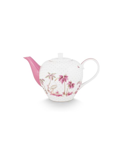 Mooie roze/gouden theepot met stippen - 1,6L