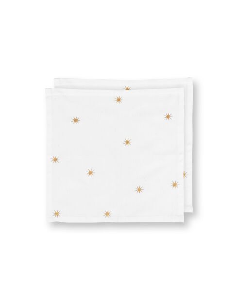 Set de 2 servilletas Stars blanco/dorado - 40 x 40 cm
