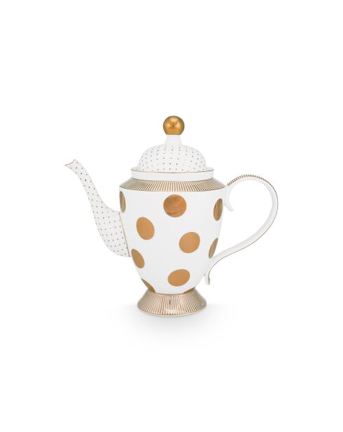 Dot L Delight Teekanne, weiß/gold, 22,1x14,2x25,6 cm