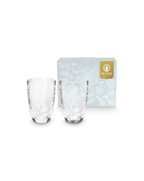 Set di 2 bicchieri da acqua con fiori - 400 ml