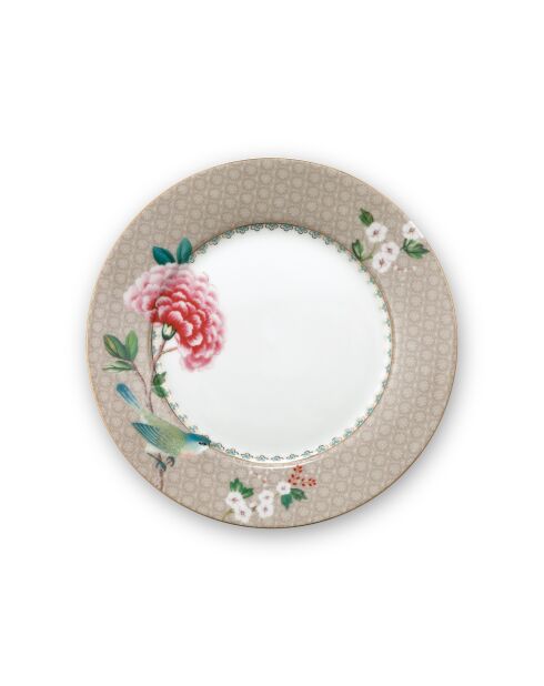 6 Dessertteller, Motiv Blushing Birds, 21 cm, khakifarben