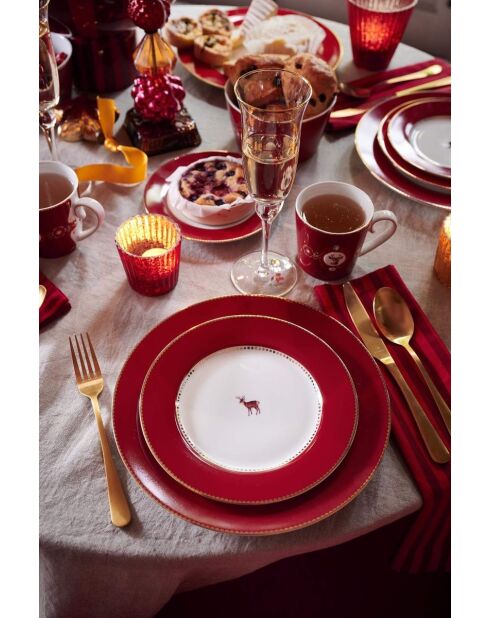 6 rote Love Birds Teller — 21 cm