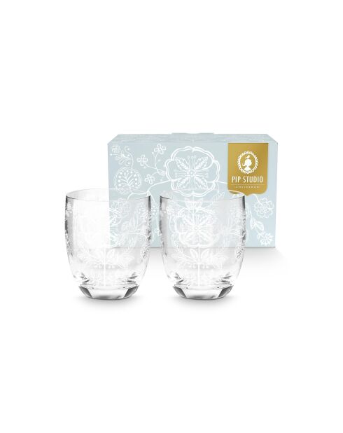 Set di 2 bicchieri da acqua con fiori - 280 ml