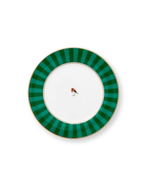 Dessertteller, Motiv Love Birds, gestreift, 21 cm, Grün, 6 Stück