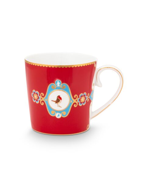 6 Love Birds grote rode medaillonbekers - 250 ml