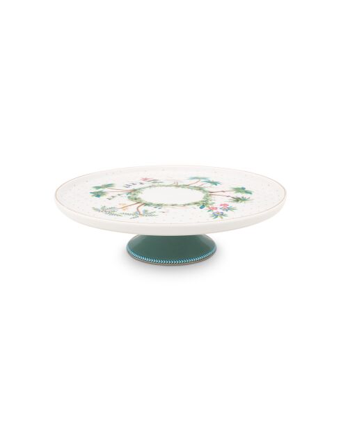 Mini Plat à gâteau Jolie pois blanc/or - 21cm