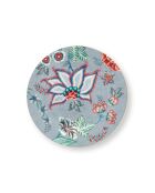 6 hellblaue Brotteller „Flower Festival“, 17 cm