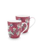 Set mit 2 kleinen rosafarbenen Blumen-Festival-Tassen — 145 ml