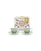 Set 2 paia di tazze da caffè verde chiaro Lily & Lotus - 120 ml