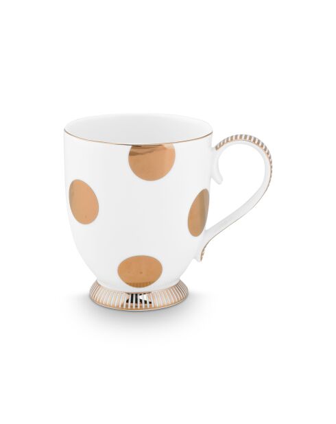 Set van 2 bekers L Dot Delight Wit/Goud - 8 x H 9 cm