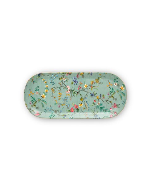 Plat cake Jolie fleurs bleu - 33,3x15,5cm