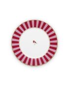 6 Love Birds Dessertteller mit rotem, rosafarbenem Band, 21 cm