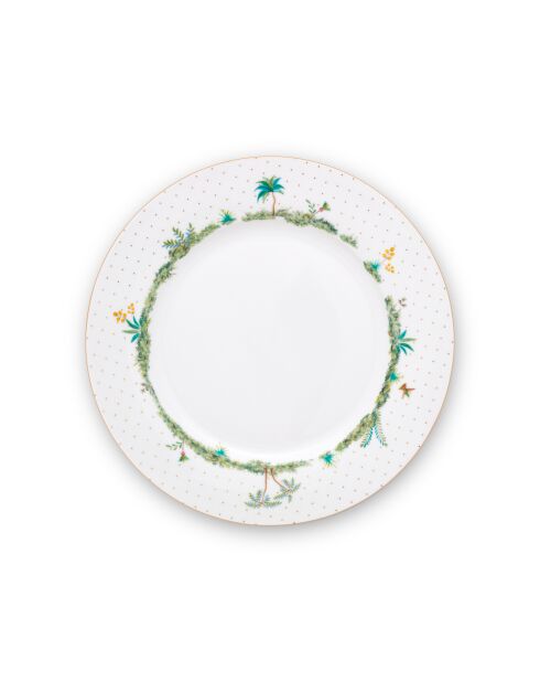 6 graziosi piatti piani a pois bianchi/dorati - 26,5 cm