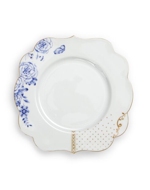 6 königsweiß verzierte Dessertteller — 23,5 cm