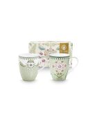Coffret 2 grands mugs Lily & Lotus verts - 350ml