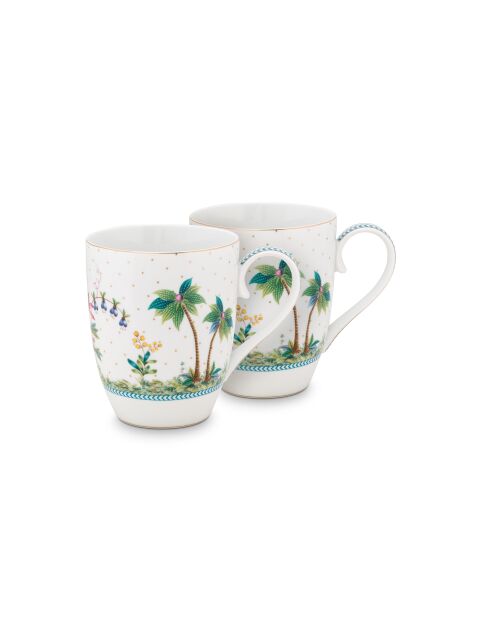 Coffret 2 grands mugs Jolie pois blanc -350ml