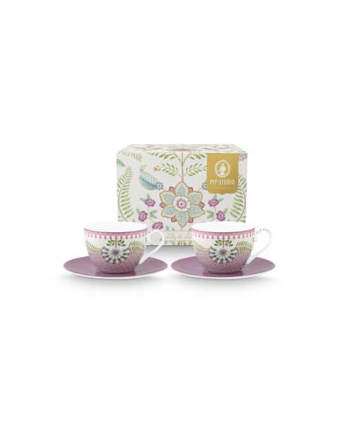 Coffret 2 Paires tasses thé Lily & Lotus multicolores - 280ml