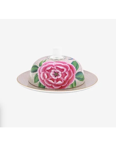 Butterdose, rund, Blushing Birds, khaki, 17 x 8 cm